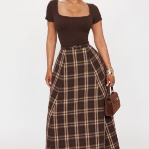 Daphne Plaid Belted Maxi Dress