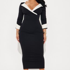 Making Moves Body Sculpting Collared Midi Dress