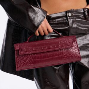 Predator Instinct Embossed Croc Faux Leather Clutch