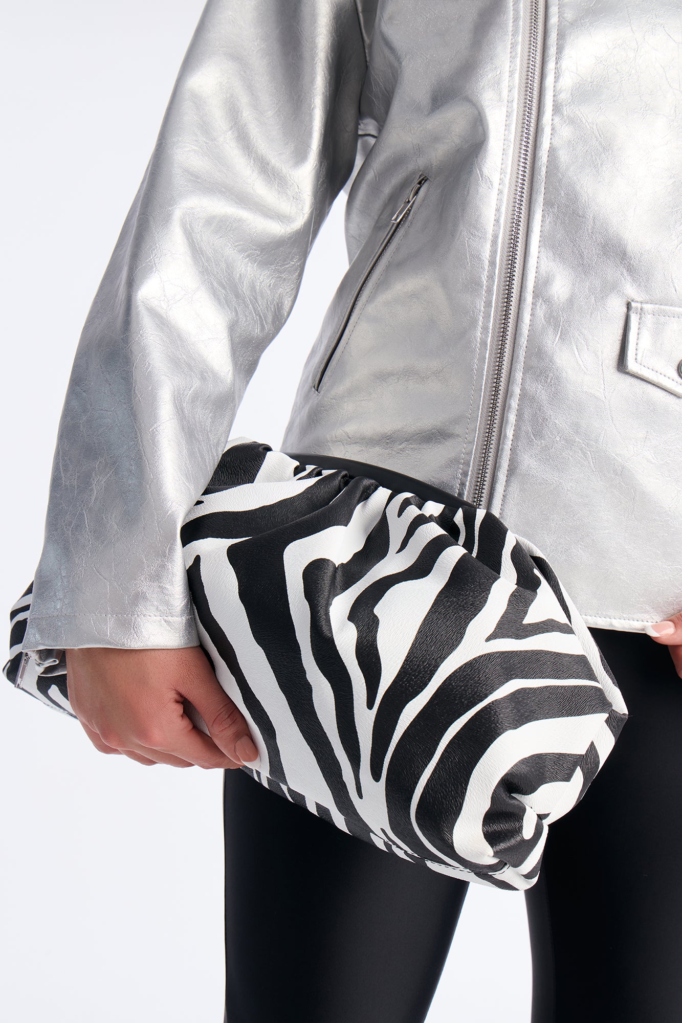 Bold Stripes Faux Leather Clutch