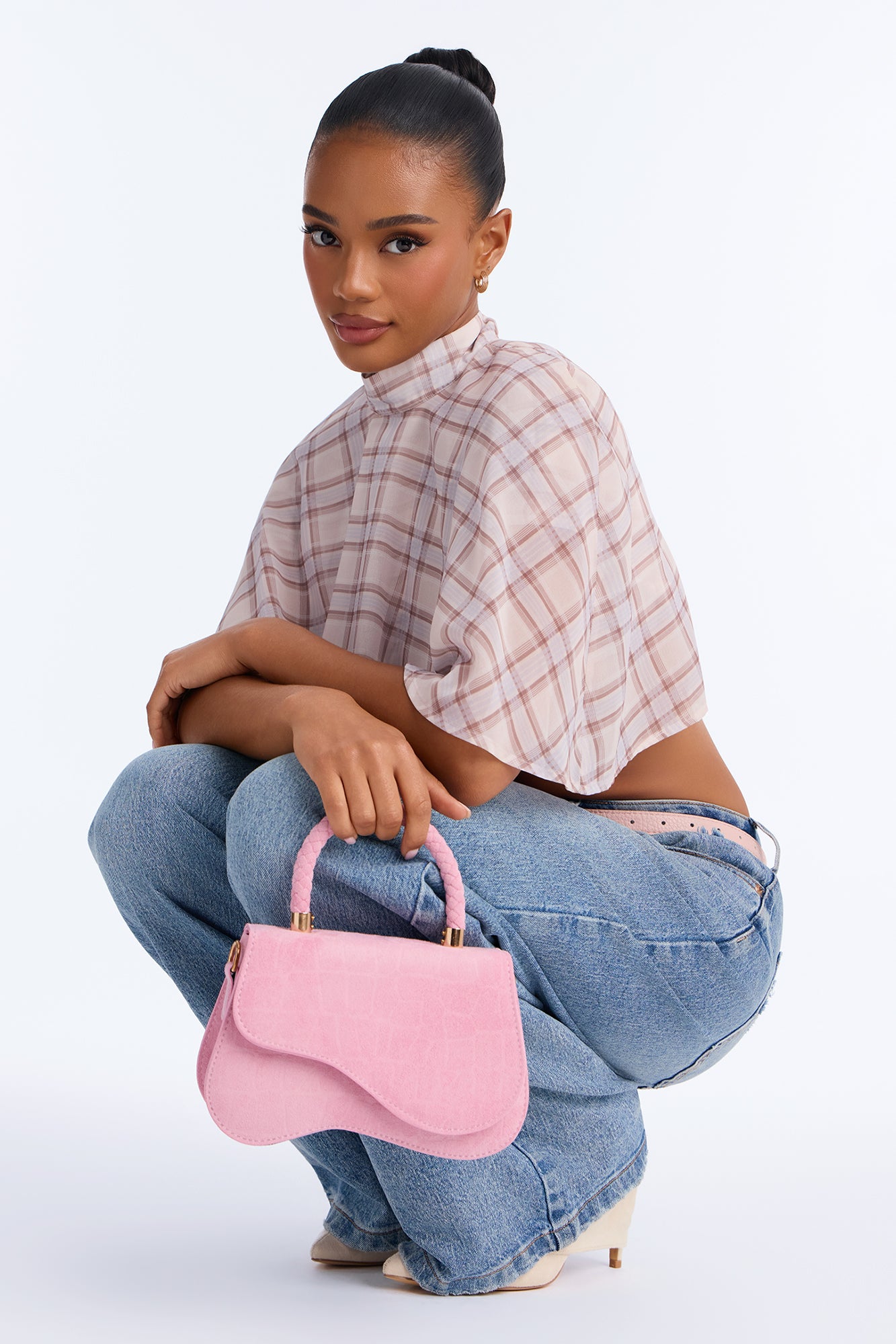 Soft And Wild Embossed Faux Suede Satchel Handbag